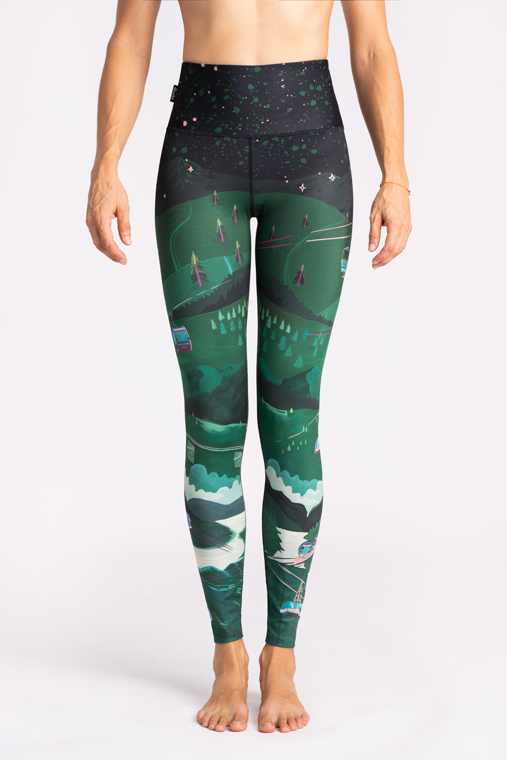 Leggings Bergbahnen in der Abenddämmerung